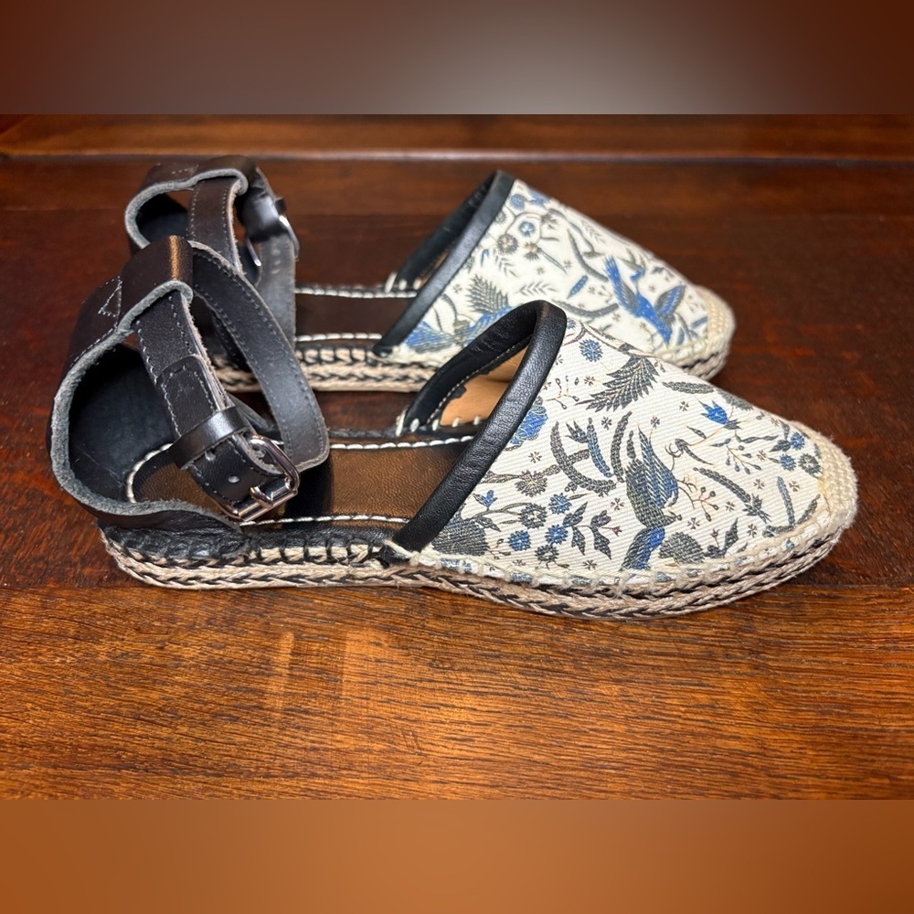 ISABEL MARANT- CARLYCE PRINTED CANVAS AND LEATHER ESPADRILLES IN ECRU. Size 36 - Picture 3 of 7